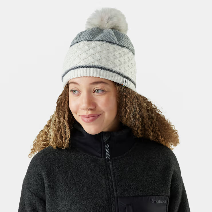 Smartwool Merino Socks Cable Knit Colorblock Pom Beanie