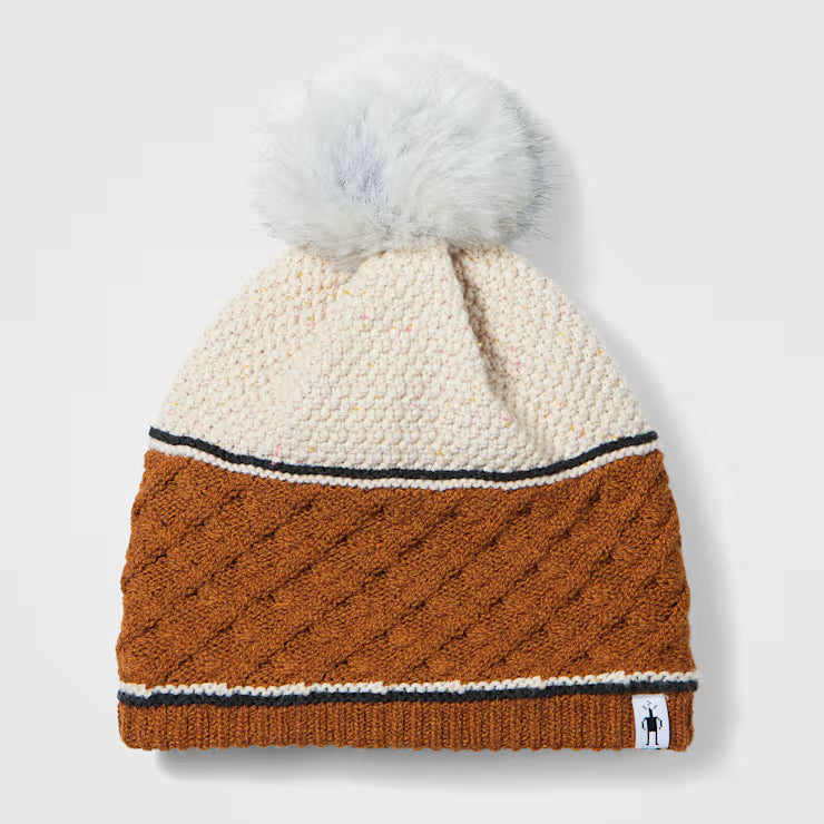 Smartwool Merino Socks Cable Knit Colorblock Pom Beanie - Image 2