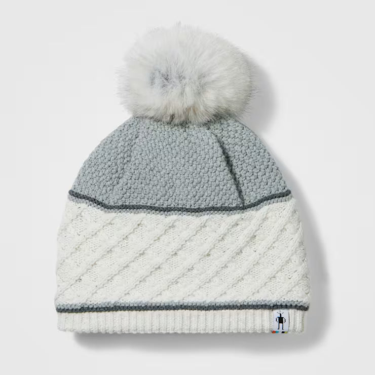 Smartwool Merino Socks Cable Knit Colorblock Pom Beanie - Image 2
